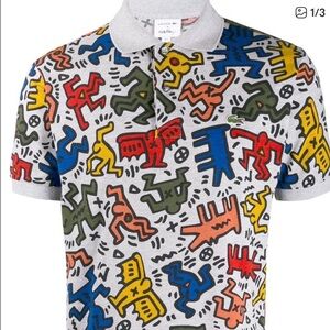 Lacoste x Keith Haring Gray Graphic Tee size kids 6